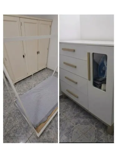 Cama montessoriana e cômoda infantil