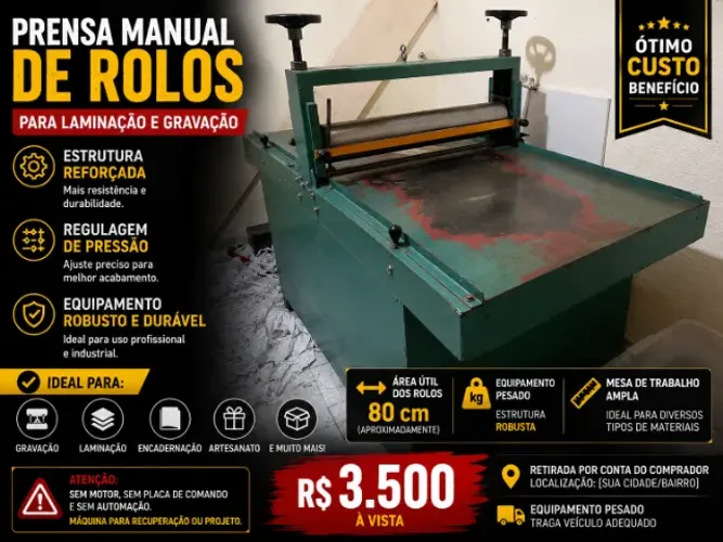 Máquina Flock Color Corte e Vinco Com Estrutura Industrial Sem Motor e Sem Automação