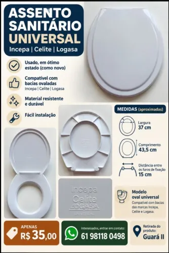 Tampa de vaso sanitario universal oval