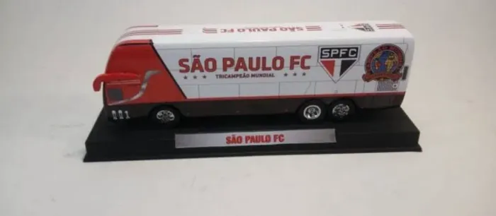+m+ miniatura ônibus são paulo fc - escala 1:70 - telê santana - oficial expresso tricolor