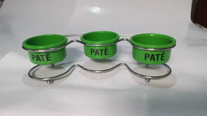 Jogo para Patê Luxo Alumínio Cor Verde Suporte Aço