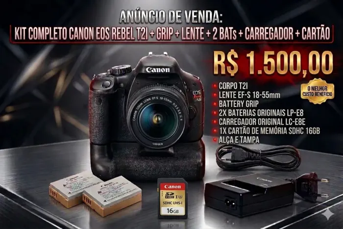 Canon T2I + Lente do Kit