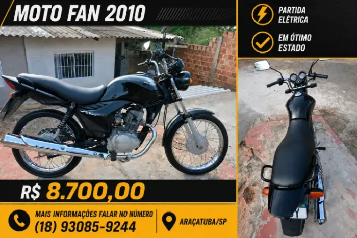 Honda CG 125 Fan 2010, econômica, documentação em dia, baixa manutenção e pronta para uso.
