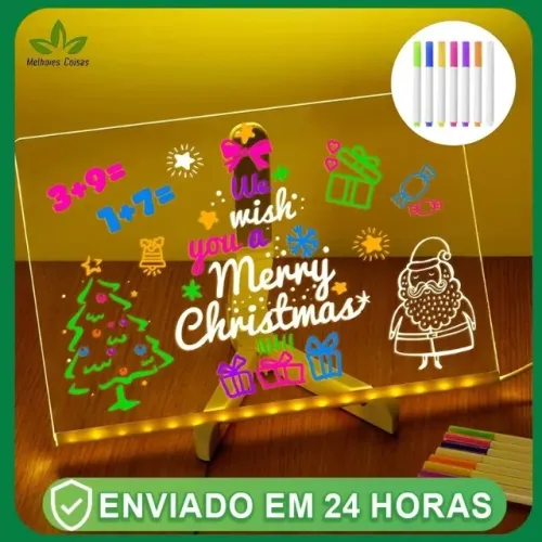 Prancheta em Led com Canetinhas Para desenho Crianças sair do celular