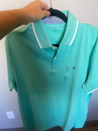 Camiseta Tommy, cor verde água, malha cotton, nova com etiqueta , tamanho G