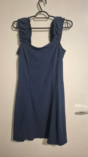 Vestido Curto Texturizado (Tam. P) - Azul Marinho