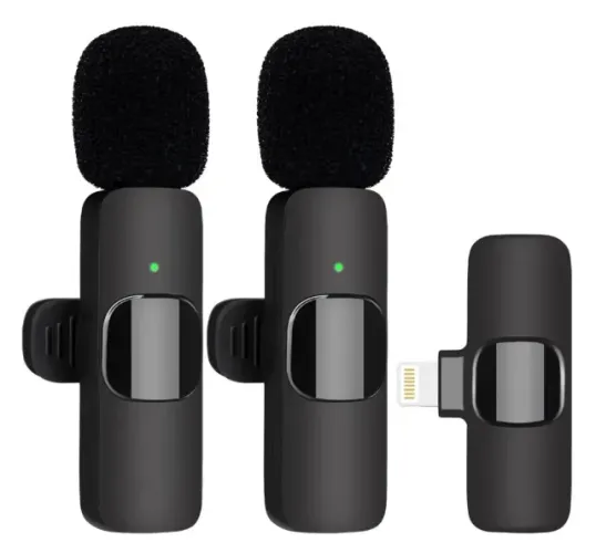 Microfone de Lapela Sem Fio Bluetooth Profissional Para iPhone K9 Preto