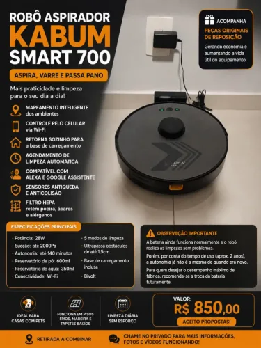 Robô aspirador KABUM Smart 700
