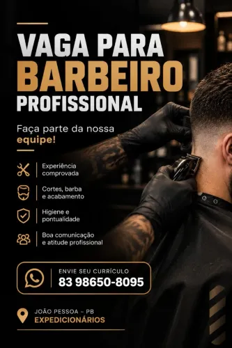 VAGA PARA BARBEIRO PROFISSIONAL - JOÃO PESSOA/PB
