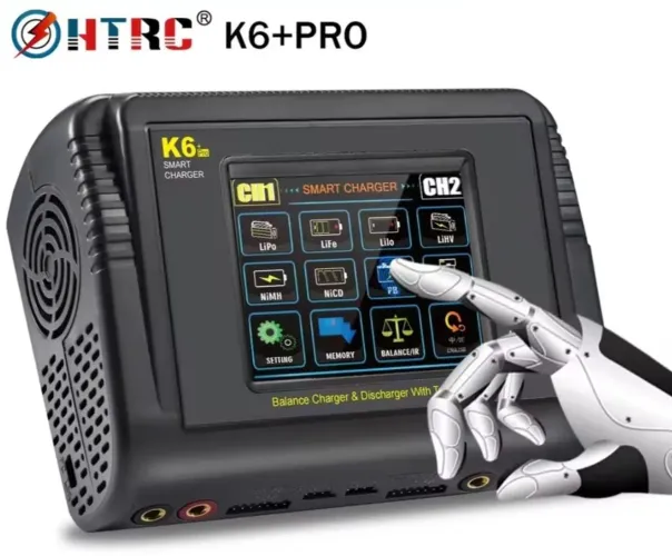 Carregador Duplo de Bateria Htrc K6 400w P/ Lipo, Lion, LiHV, Nimh NiCd e Outros