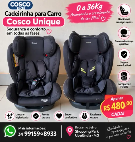 Cadeirinhas Cosco Unique 0 a 36Kg Semi Novas