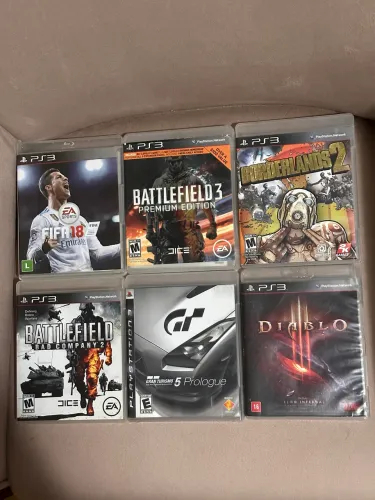 Lote de jogos PS3 - FIFA 18, Battlefield, Diablo 3, Borderlands 2, GT5, e mais (Cariacica)