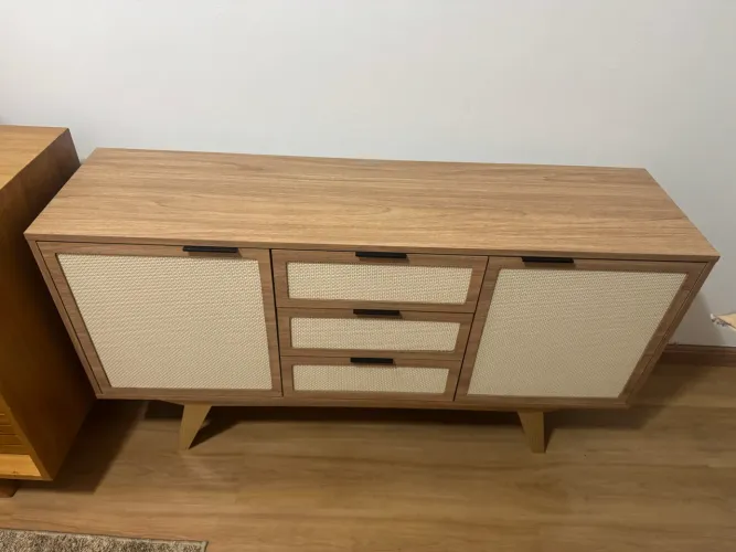 Balcão 2 Portas 3 Gavetas Tauari - Telinha Rattan