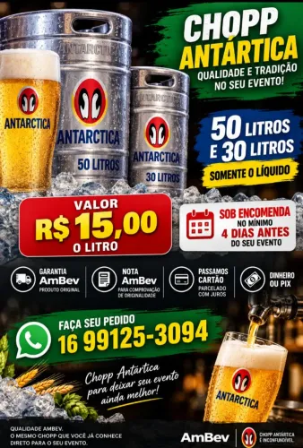 Choop. Antártica r$ 15 o litro