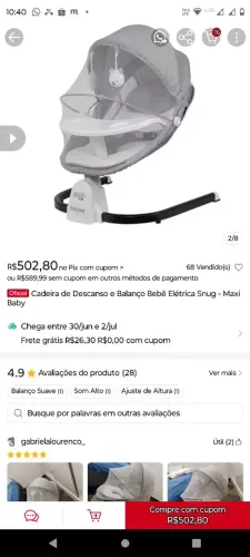 Cadeirinha de descanso maxi baby