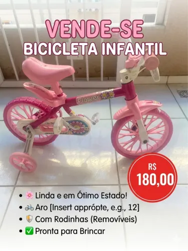? Bicicleta Infantil "Flower" com Rodinhas - Diversão Garantida! ?