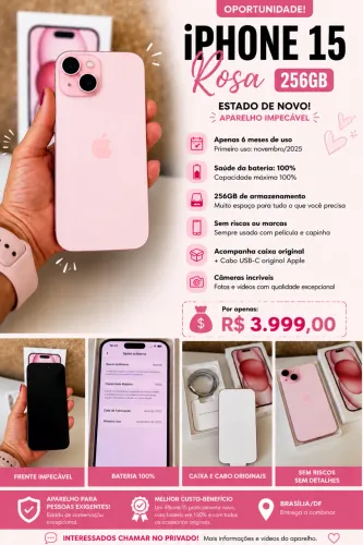 iPhone 15 - 256gb - rosa 
