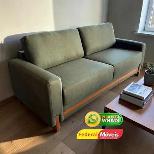 Sofá Fixo 2,14m Linho Verde Lançamento - Entregamos