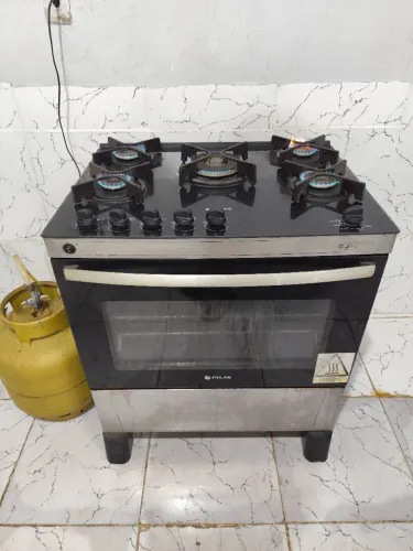 Fogão inox tampo de vidro 