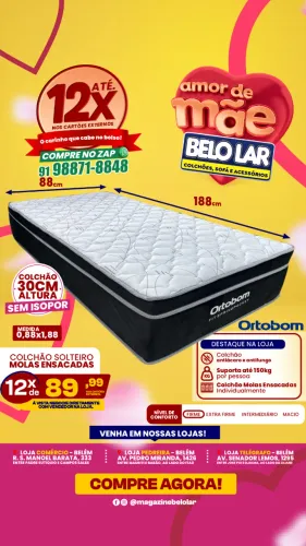 Colchão Solteiro Molas Ensacadas
