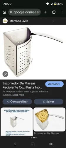 Cesto inox escorredor de massas profissional 