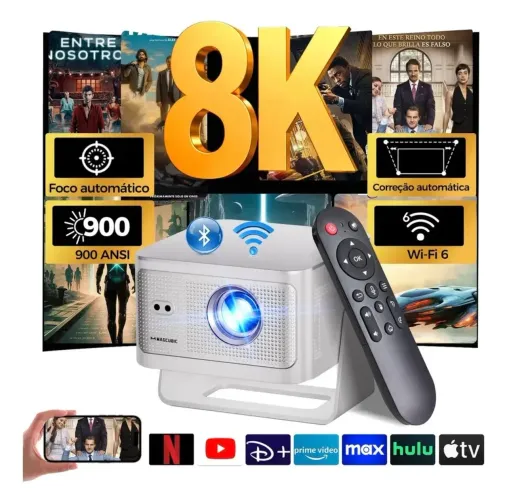 Kit Projetor Magcubic HY350MAX + Fire TV Stick, Suporte e Soundbar