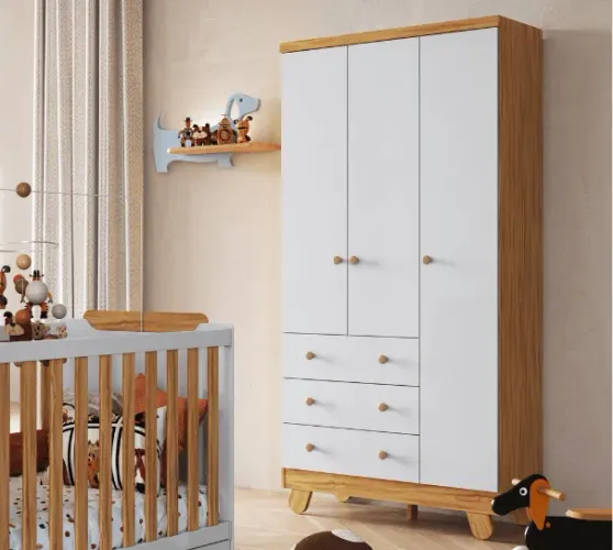 Guarda Roupa Infantil Pingo 3 Portas Lisa, 100% MDF (Novo)