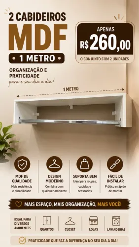 Cabideiros de parede de mdf 1 metro
