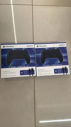 2 Controles Sem Fio Sony DualSense, Bluetooth, PS5 e PC, Incluso Cabo USB, Midnight Black