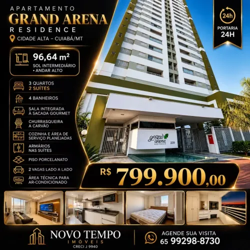Apartamento com 3 quartos a venda no condomínio Gran Arena, Cuiabá-MT