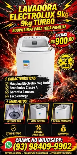 Máquina Electrolux 9kg 4 meses de garantia