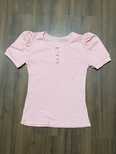 Blusa rosa manga bufante feminina M