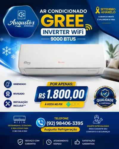 Vendo ar condicionado Gree inverter wi fi 9000 btus