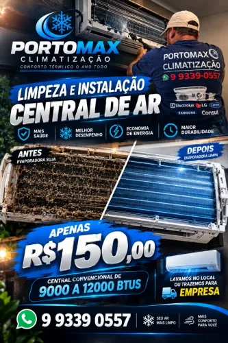 Limpeza Central de Ar 9000 a 12000 btus Convencional e baixo por $150,00