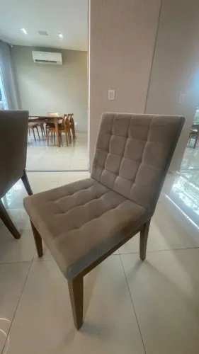 MESA 6 CADEIRAS COM TAMPO DE VIDRO