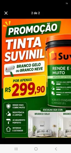 Suvinil 20 litrs gelo e neve 300 reais 