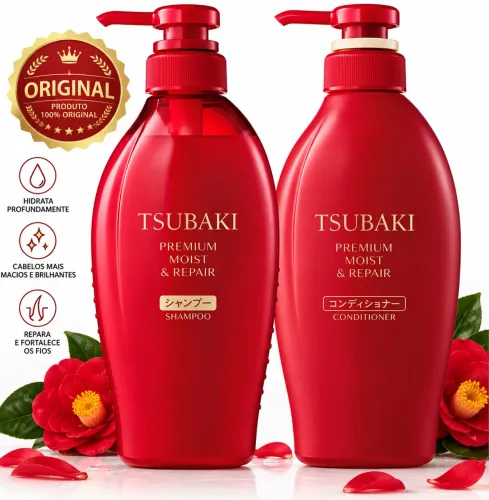 Kit Tsubaki Premium Moist & Repair Shampoo + Condicionador 450ml Cada - 900ml.