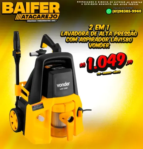 Lavadora de Alta Pressão Com Aspirador 2 em 1 Lav1580 Vonder