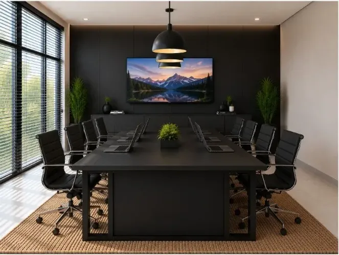 Mesa de Reunião Gold Delluxe Alto Padrão, Com Tomadas. L360cm x P120cm xA74cm