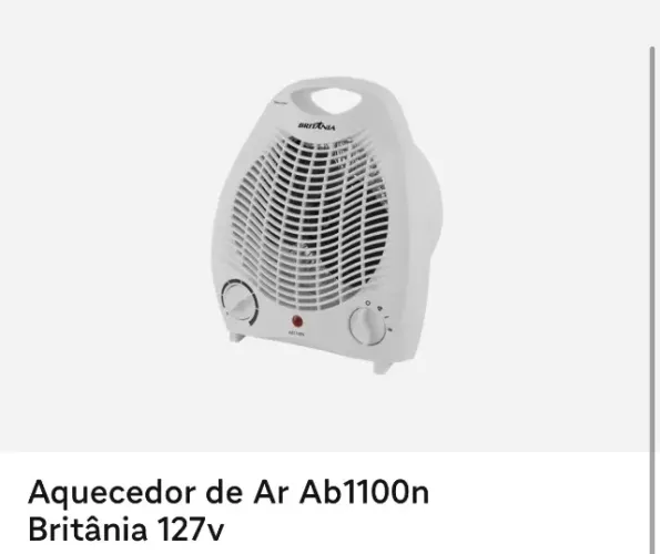 Aquecedor de ar Britânia Ab1100n 127v novo na caixa
