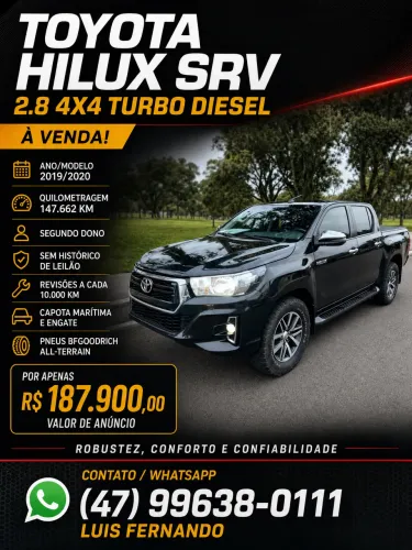 Toyota Hilux CD SRV 4X4 2.8 TDI Diesel Aut. 2020