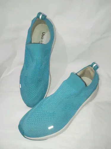 2 PARES TÊNIS USAFLEX TRICOT SLIP ON ROSA E TURQUESA / TAM.40