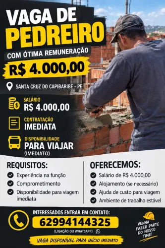 Vaga de pedreiro