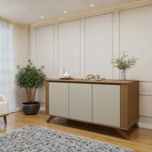 Buffet Pampulha Cinamomo/Off White: Design Moderno que Valoriza Seu Ambiente