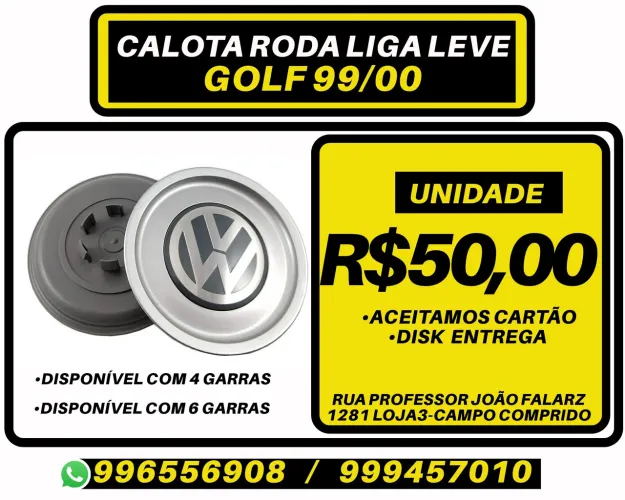 Calota centro de roda Volkswagen Golf. R$50,00 a unidade. Entrega em Curitiba e região 