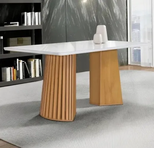 Mesa de Jantar Verona 1,70 m Cinamomo Off White com Vidro