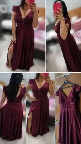 Vestido de festa/madrinha/casamento, marsala, tam.42(M/G).