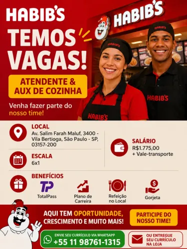 HABIBS SALIM NÃO PRECISA DE EXPERIÊNCIA