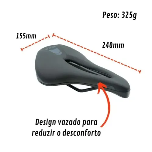 Selim Banco em Gel Vazado GTA Performace para bike MTB Speed