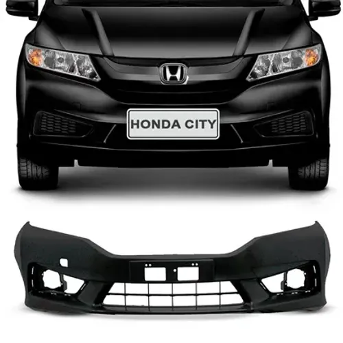 Parachoque Honda City 2018 à 2021 - Furo Farol Auxiliar / Grade Integrada - Preto - TYG
